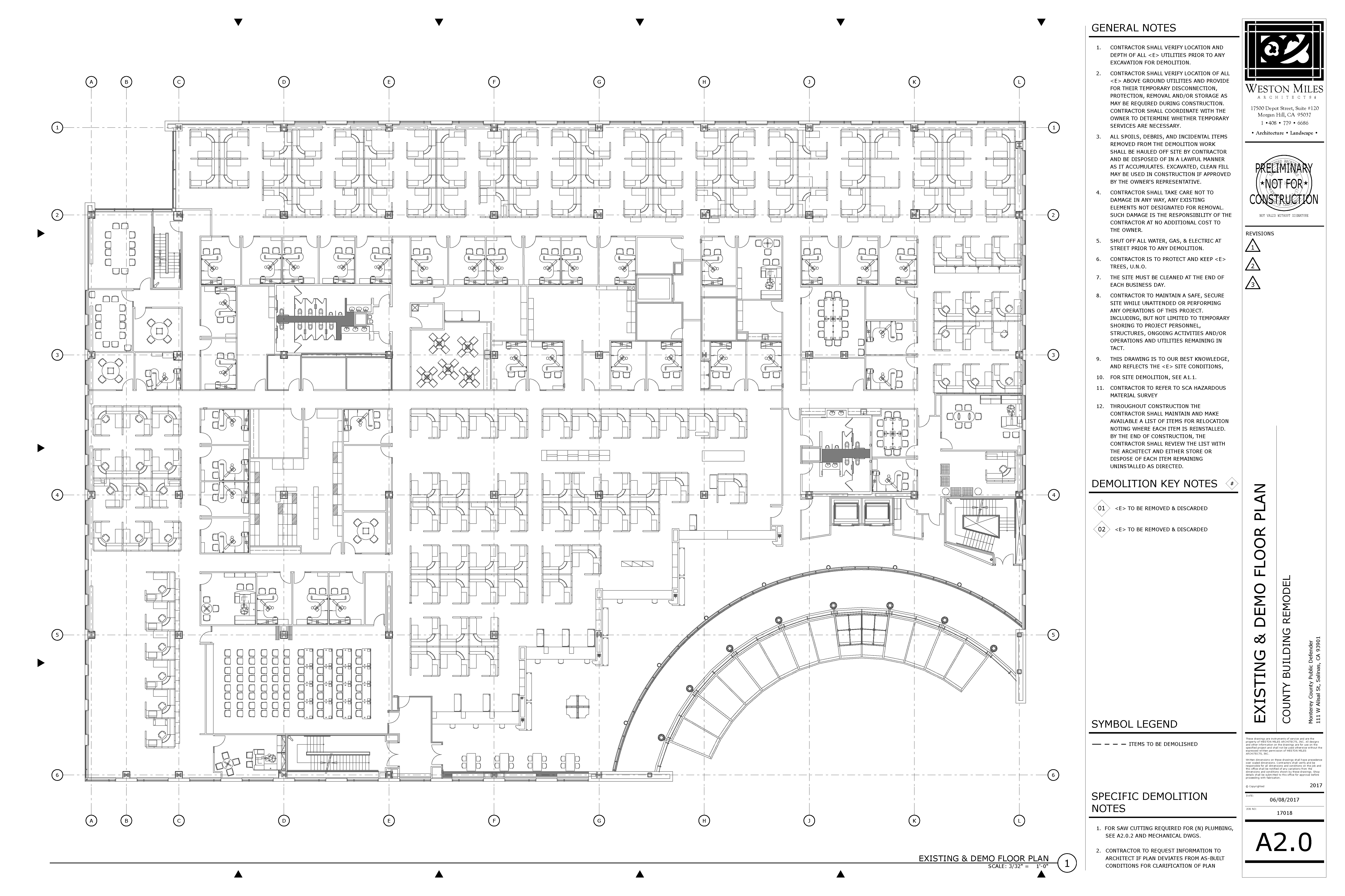 20170626 – A2.0 EXISTING & DEMO FLOOR PLAN – WESTON MILES ARCHITECTS